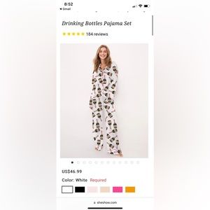 SheShow Women’s Champagne Bottle Pajamas